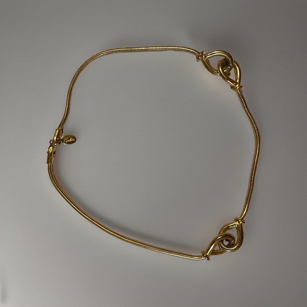 T20245-Vintage Beeline Gold Tone Snake Chain Necklace 16" Signed Designer
